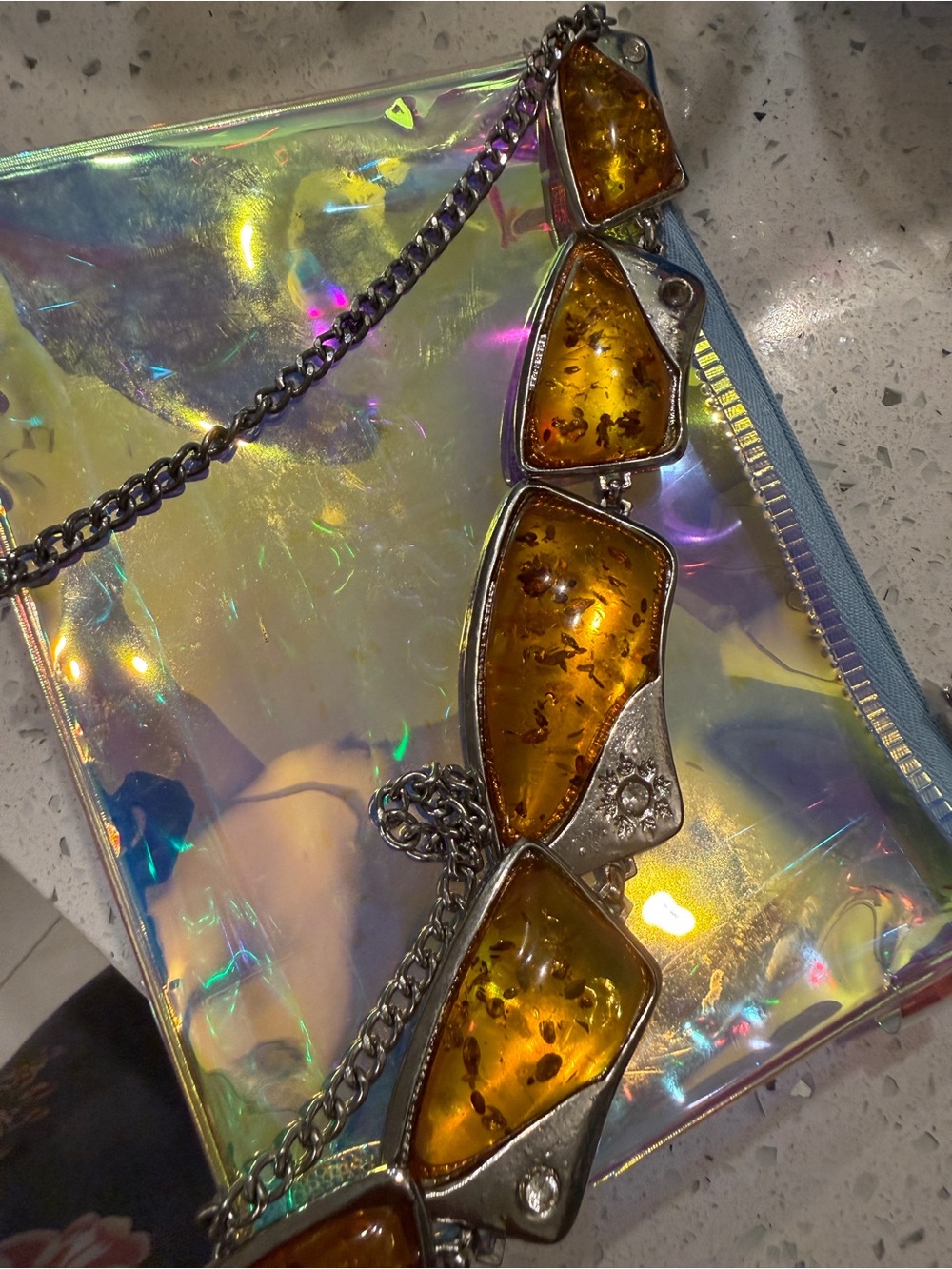 Vintage artisan cognac-colored Baltic amber necklace.